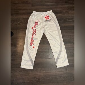 White Joggers with Red Accents